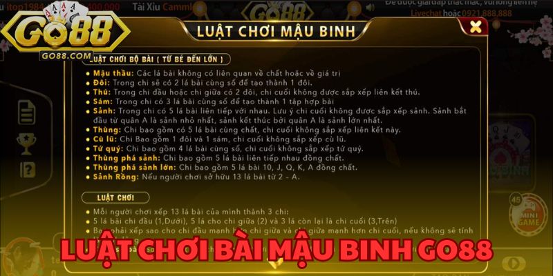Mậu Binh GO88 - Luật Chơi Và Chiến Lược Thắng Đến Từ Cao Thủ 3 Hướng dẫn xếp bài và tính điểm đơn giản trong game
